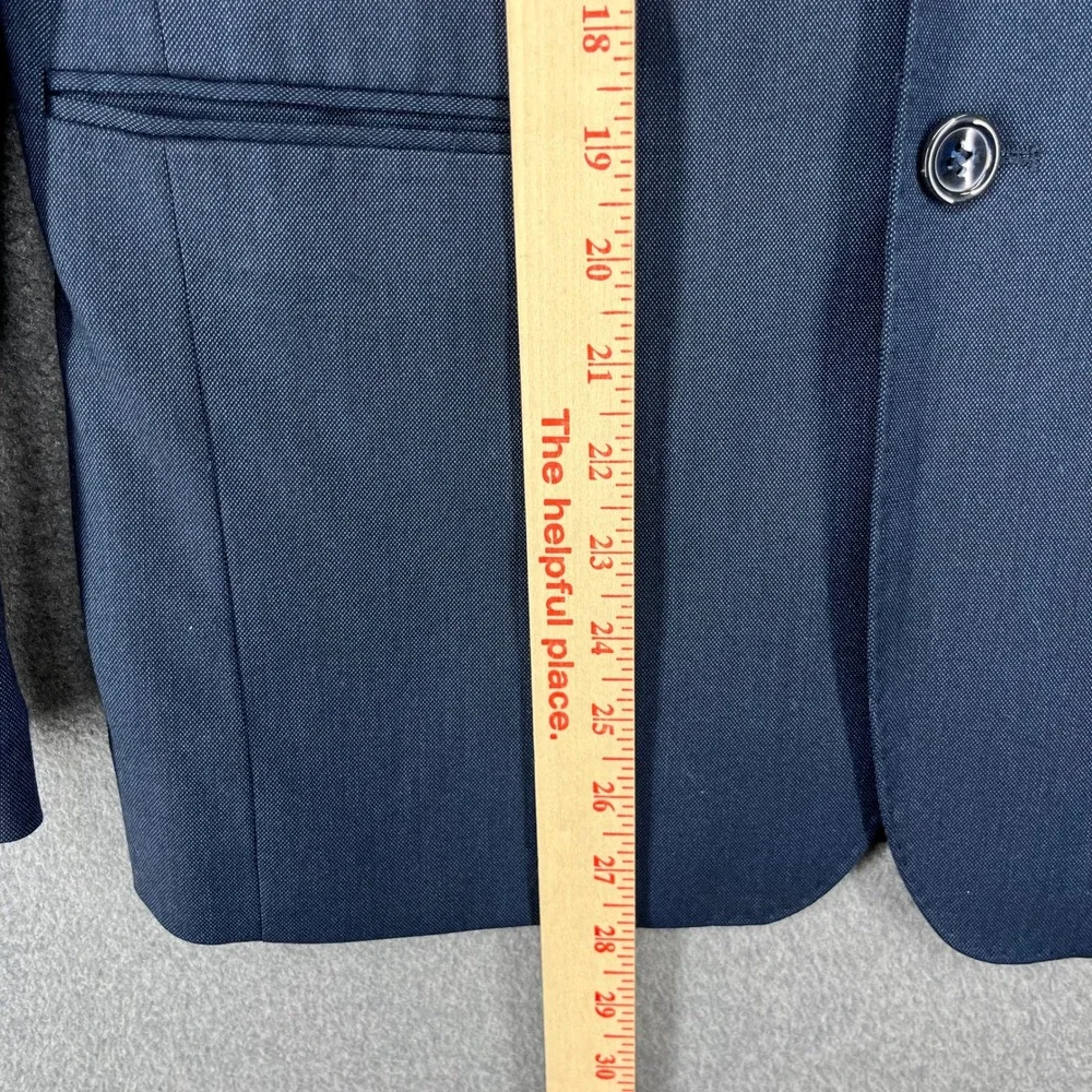 TO Collection Mens Navy Blue Herringbone Suit Blazer Pants‎ Set Size 18